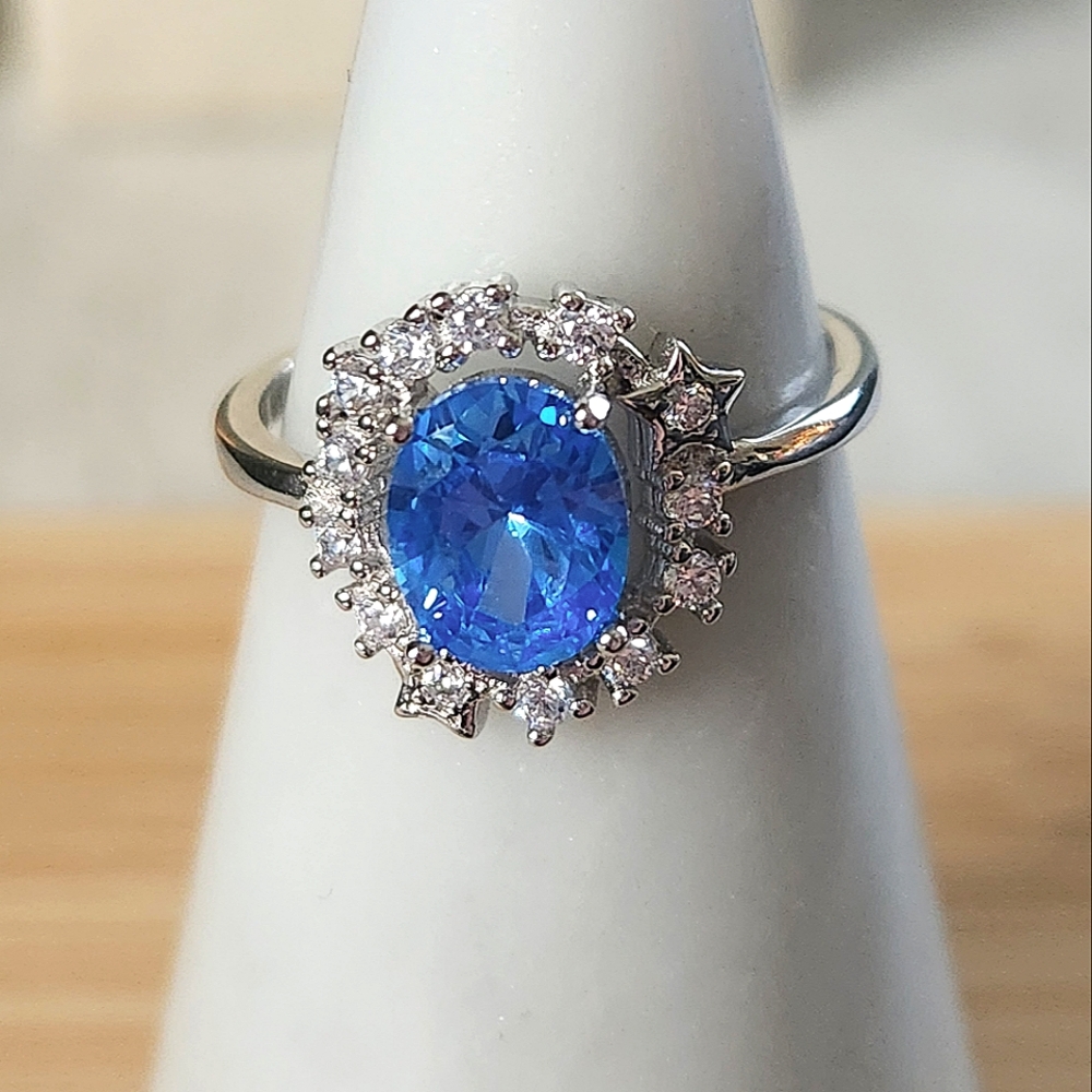 NWT Ryze Bahama Blue Cubic Zirconia .925 Sterling Silver Ring - Size 9